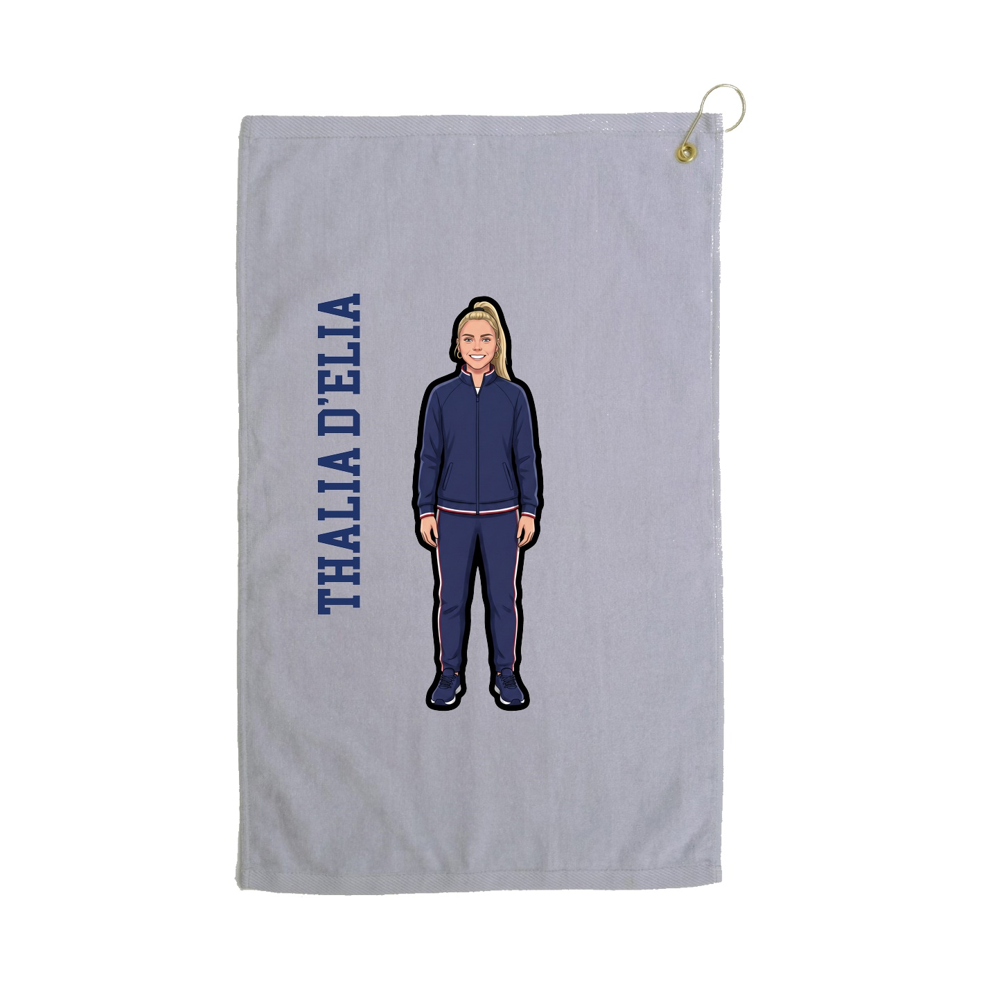 Golf Towel — Name Vertical in Grey