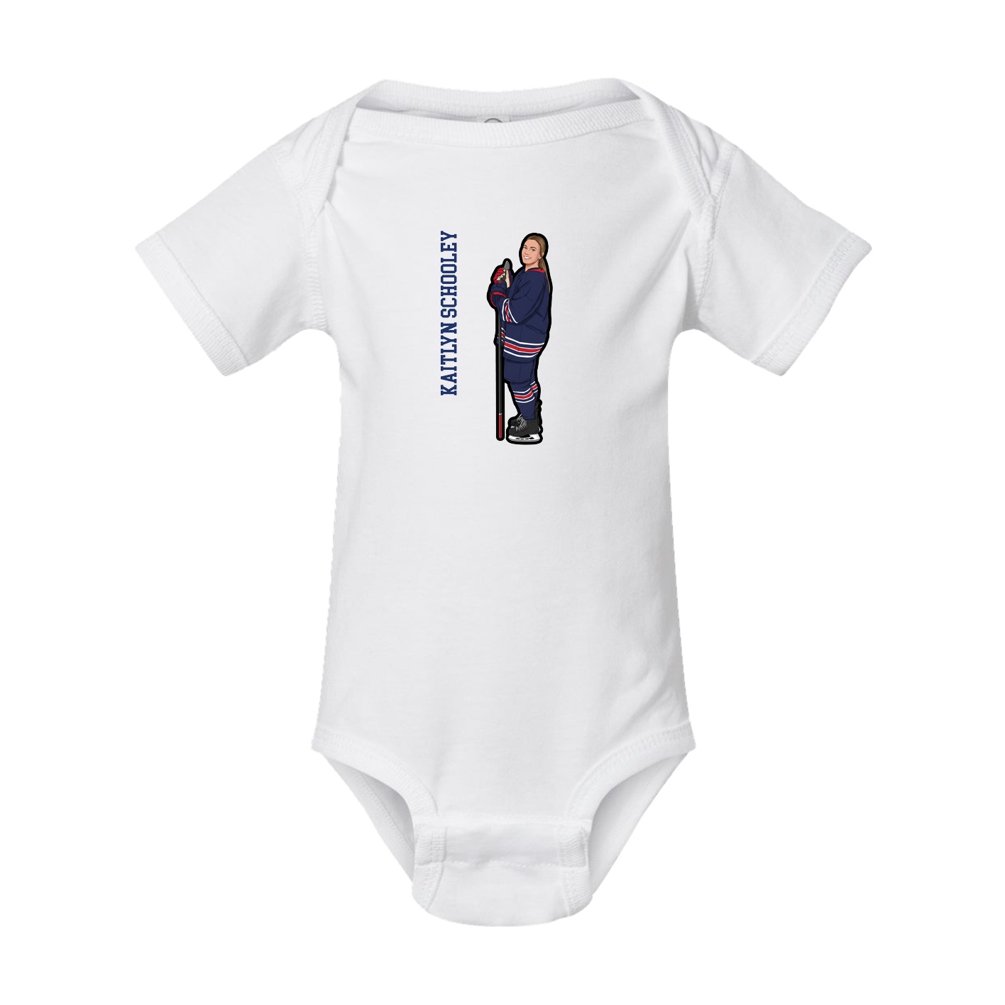 Baby Onesie — Name Vertical in White