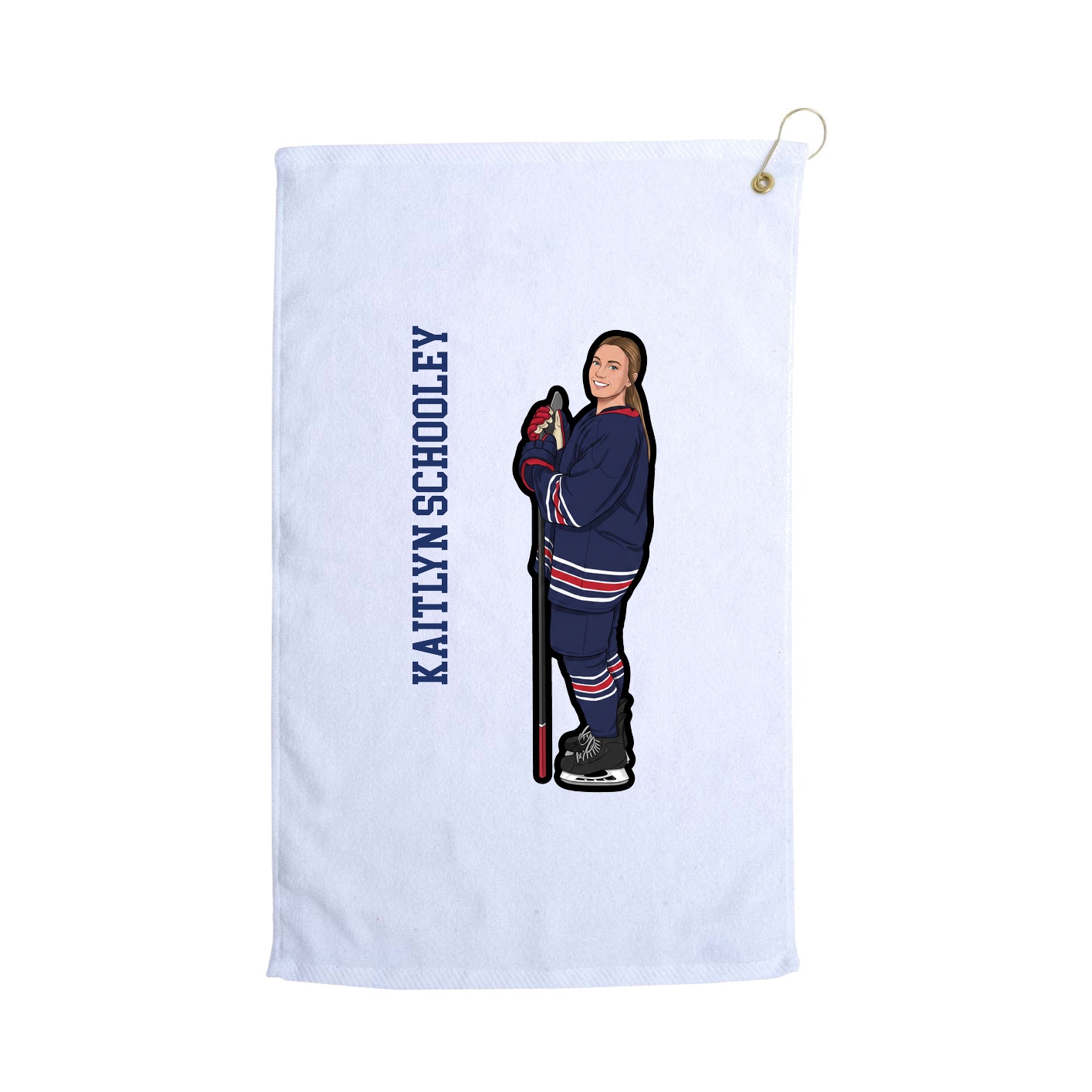 Golf Towel — Name Vertical in White