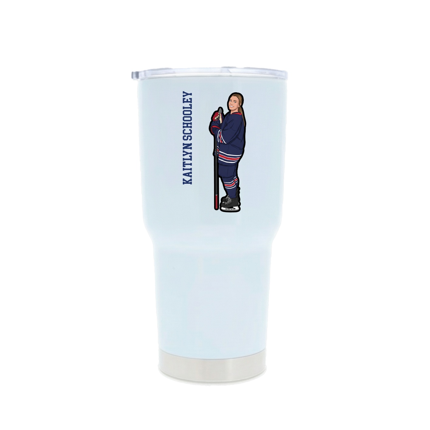 30oz Stainless Steel Tumbler — Name Vertical in White