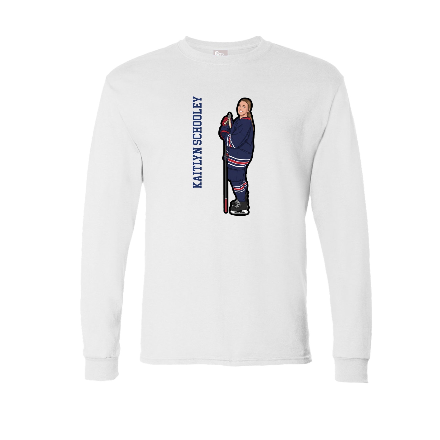 Long Sleeve Tee — Name Vertical in White
