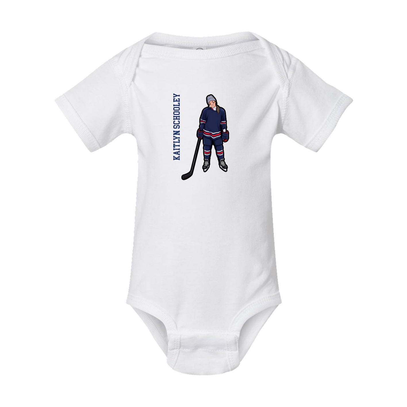 Baby Onesie — Name Vertical in White