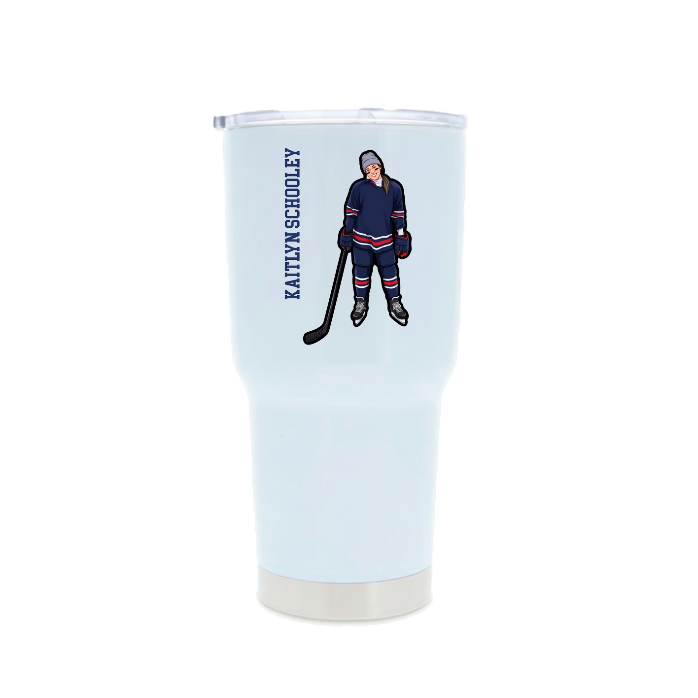 30oz Stainless Steel Tumbler — Name Vertical in White