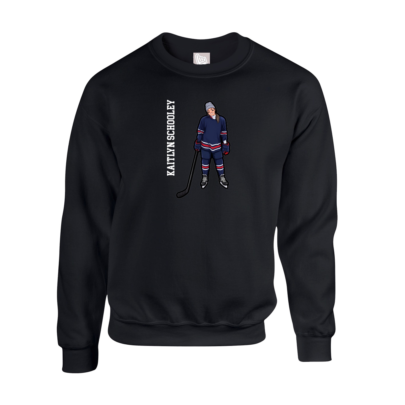 Fleece Crew — Name Vertical in Black
