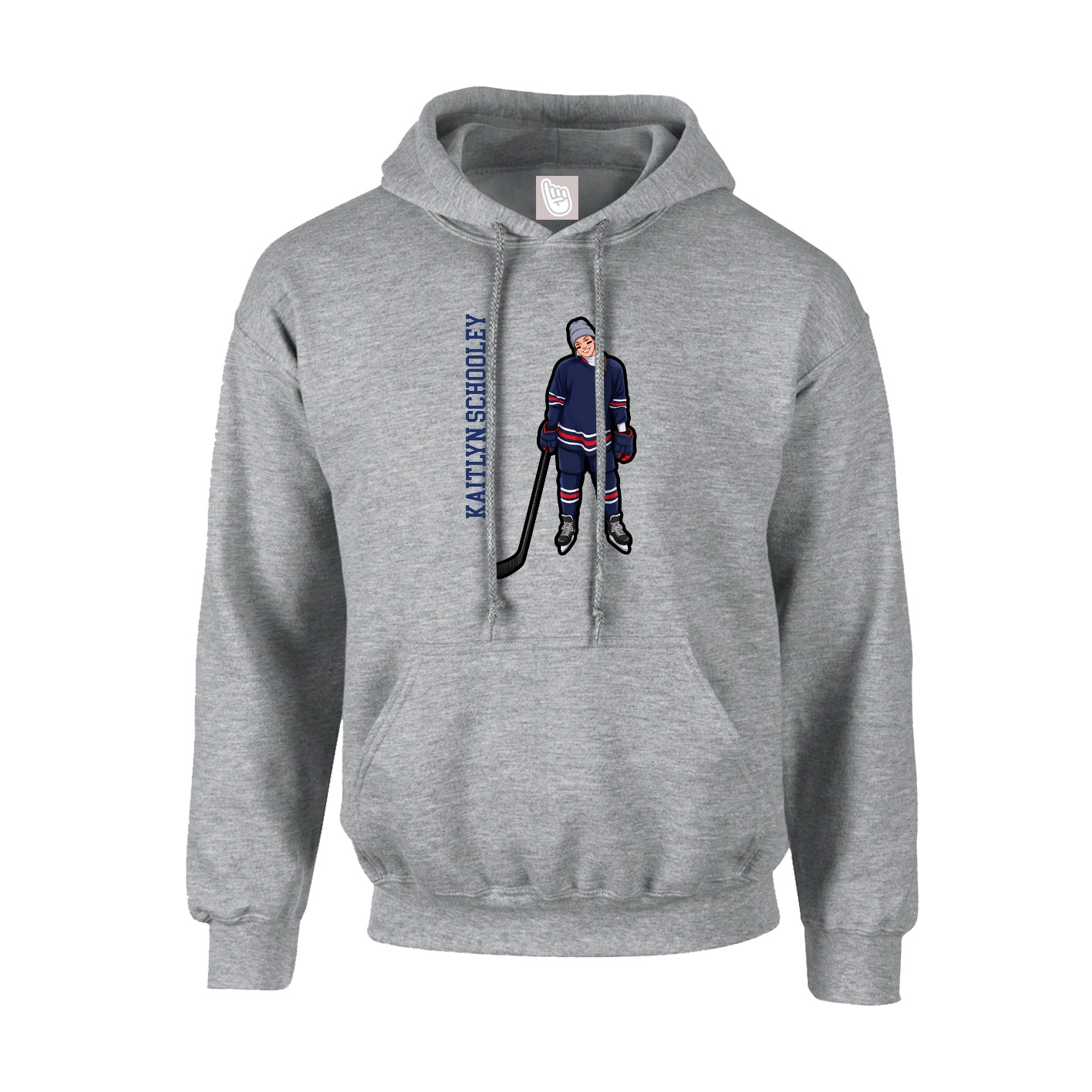 Youth Hoodie — Name Vertical in Grey
