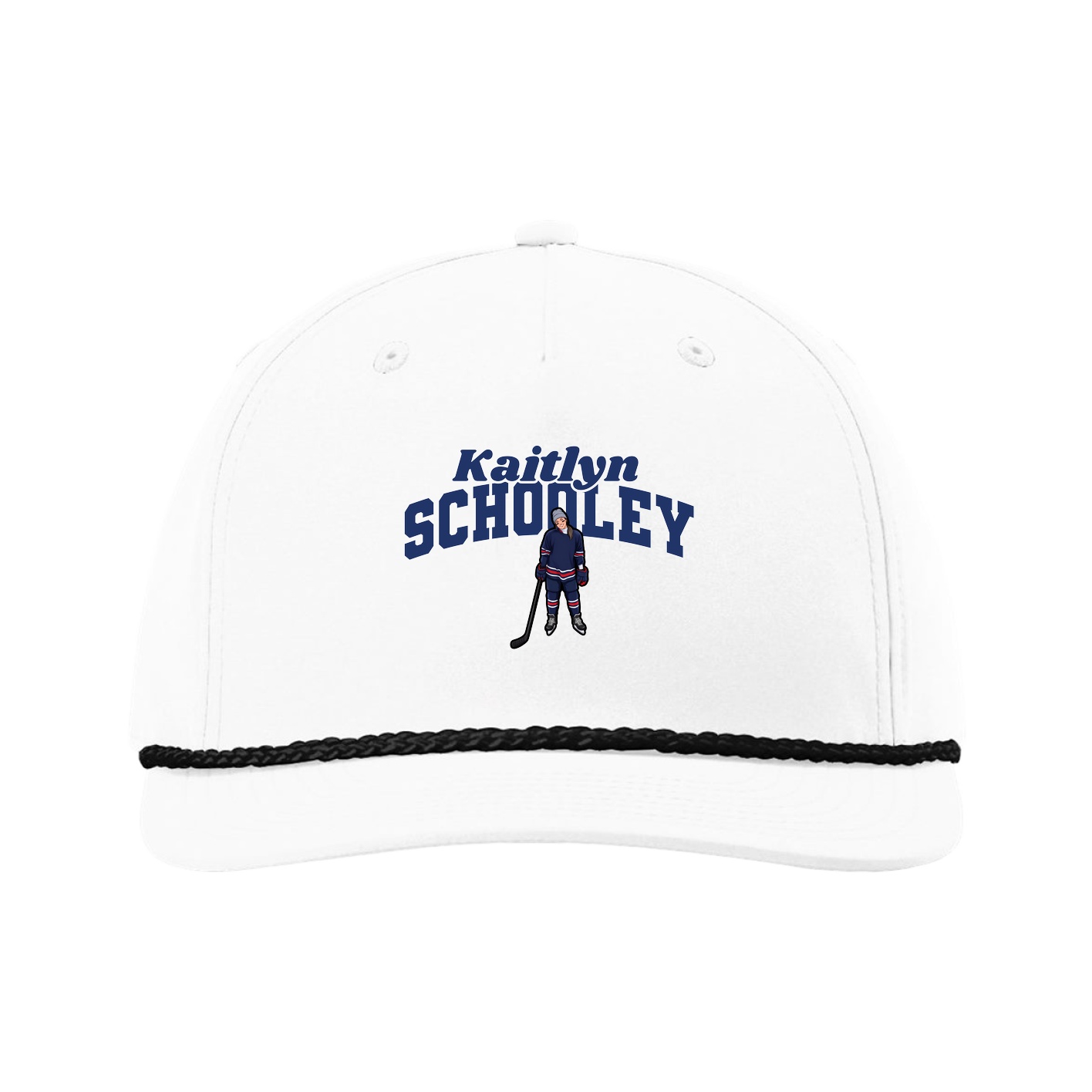 Five-Panel Classic Rope Cap — Signature Arch in White