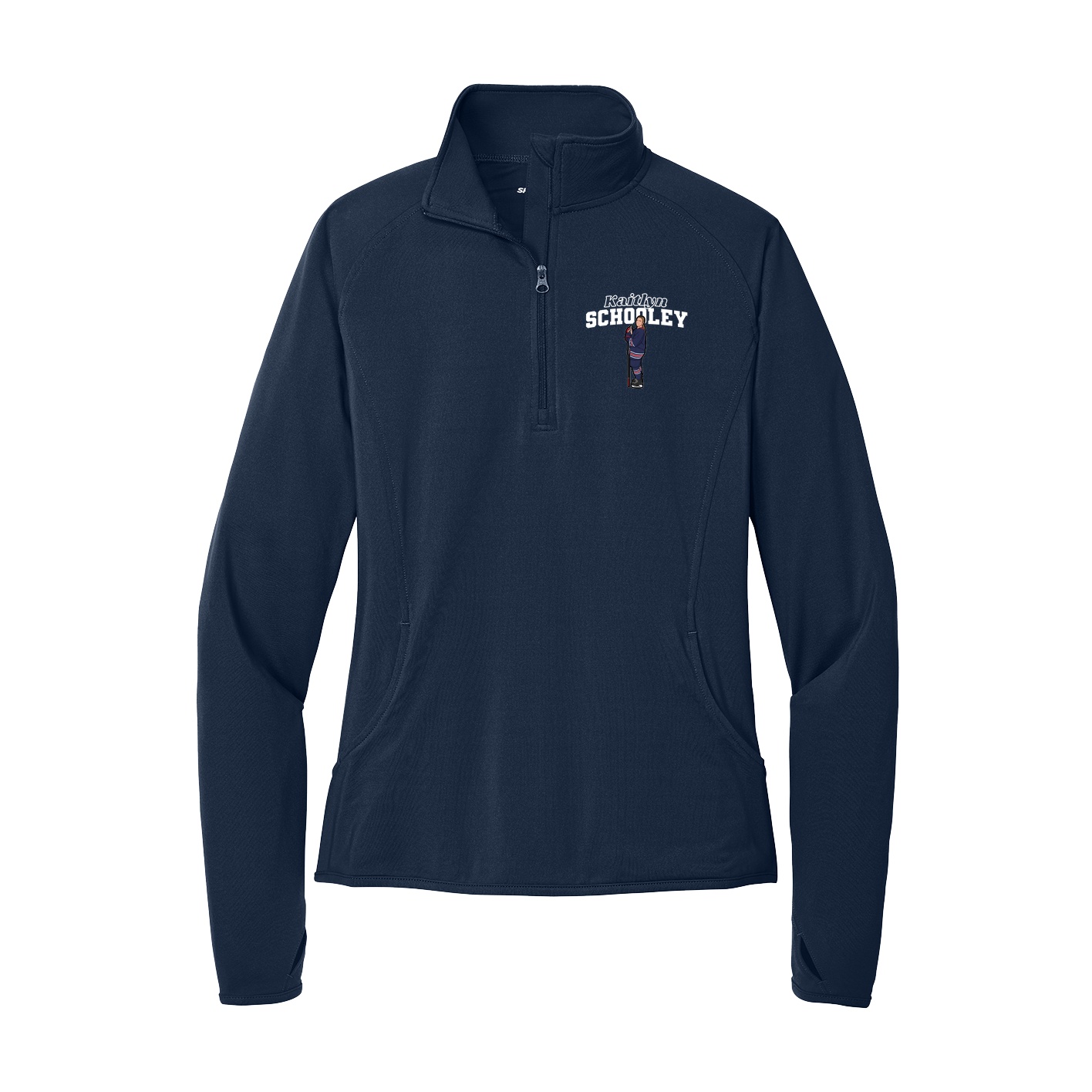 Women's Q-Zip Pullover — Name Arch in Navy