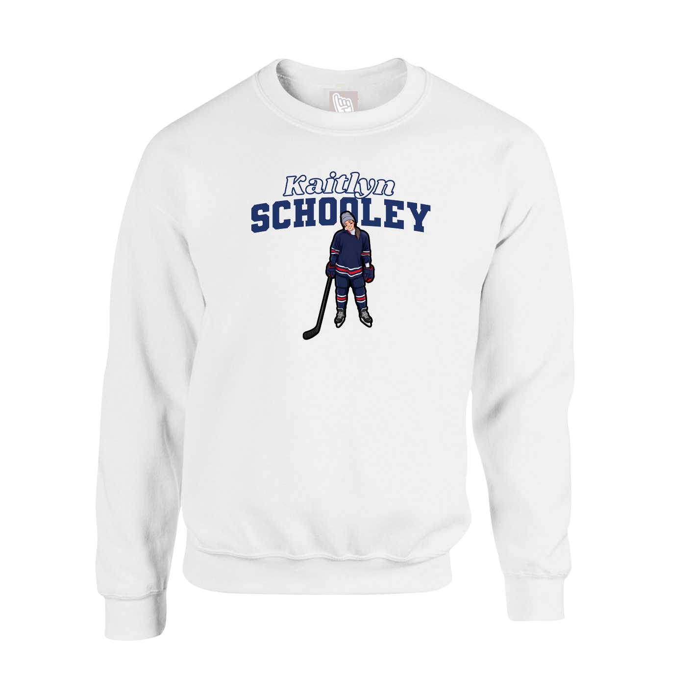Fleece Crew — Name Arch in White