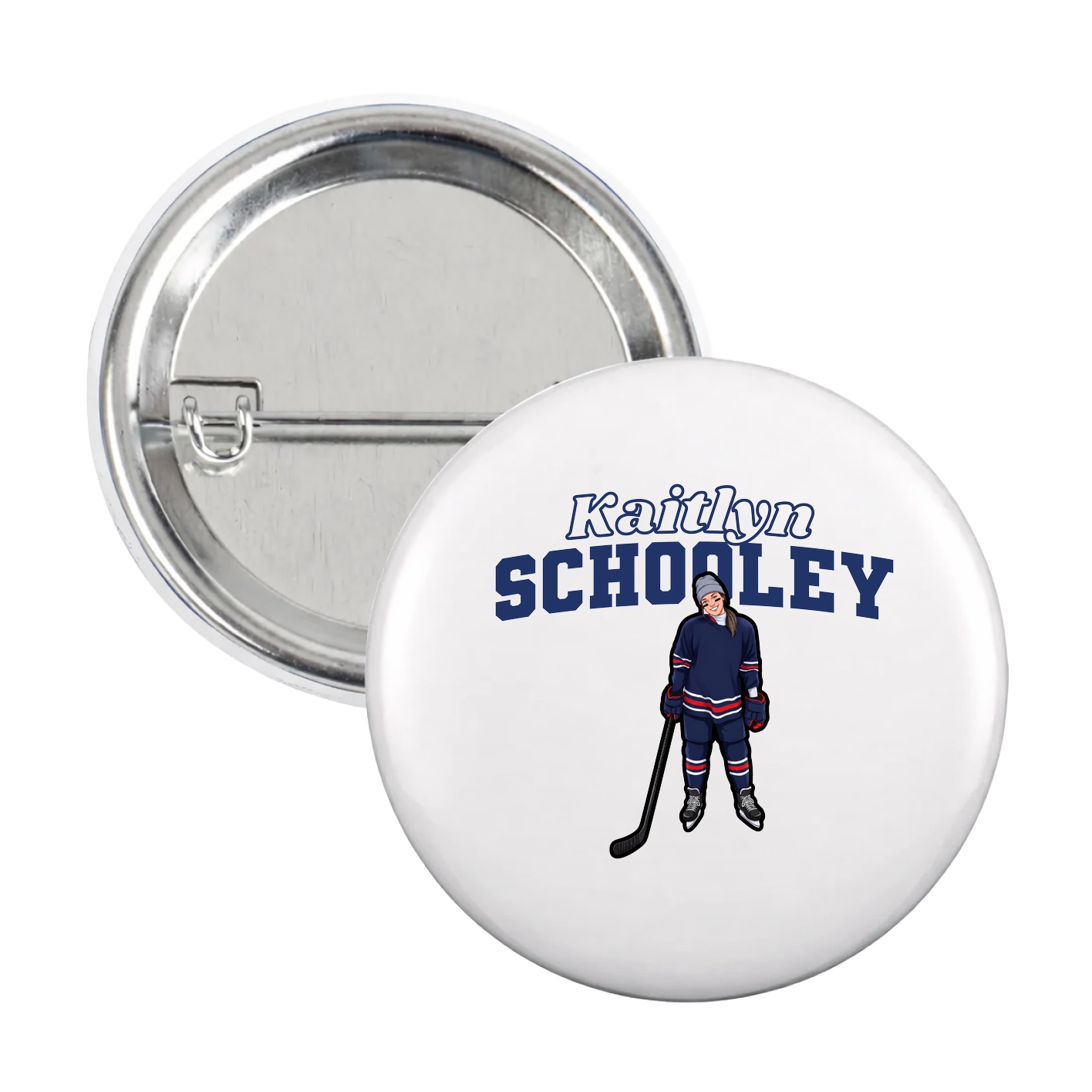 Game Day Button — Name Arch in White