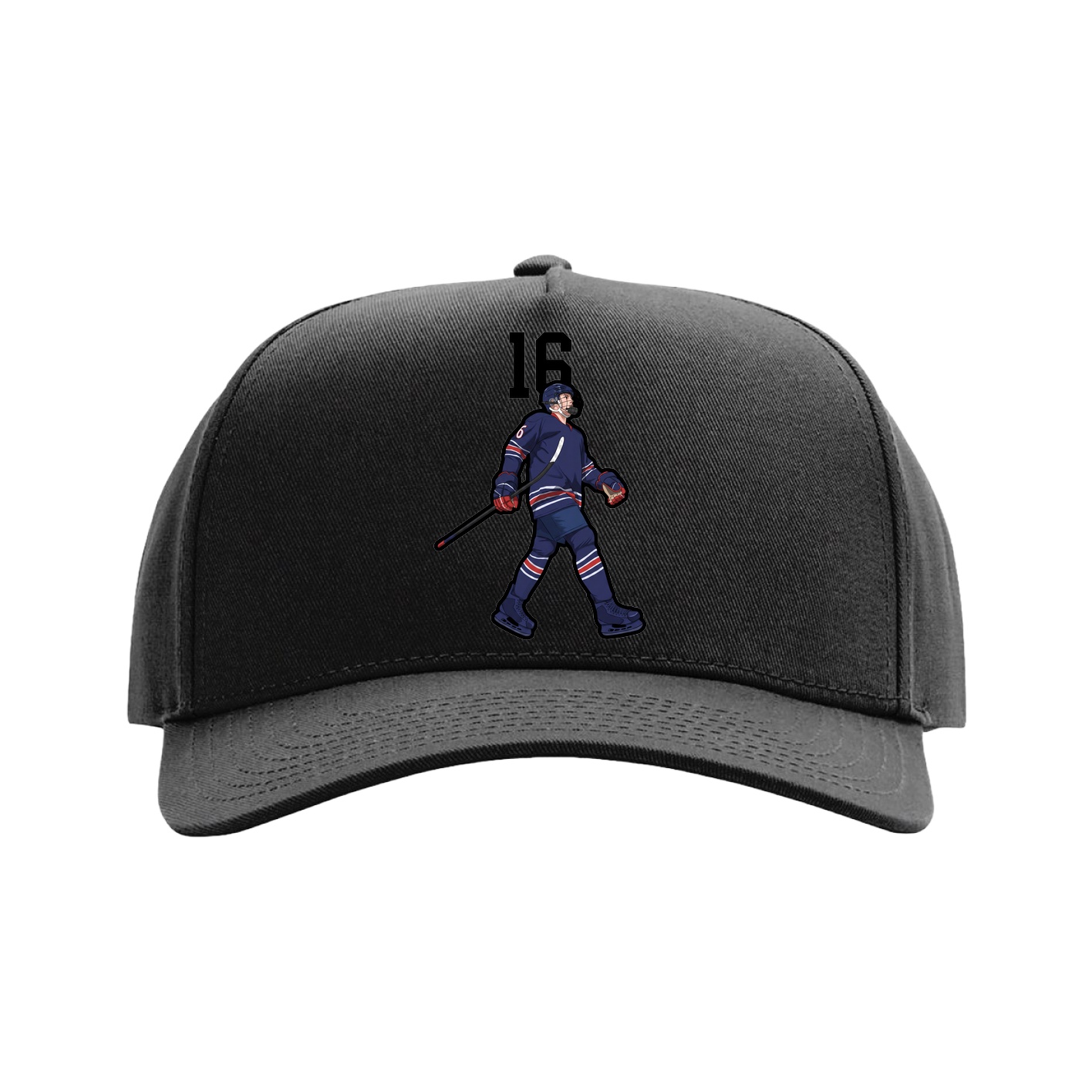 Full Fabric Five-Panel Champ Cap — Number Top in Black