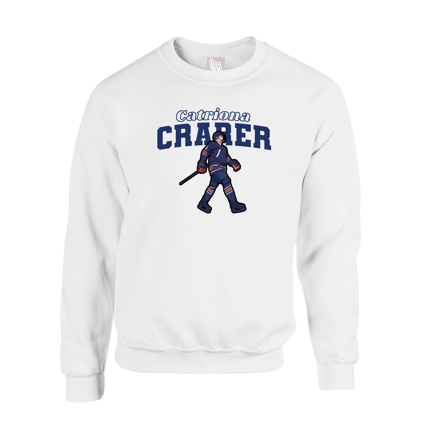 Fleece Crew — Name Arch in White