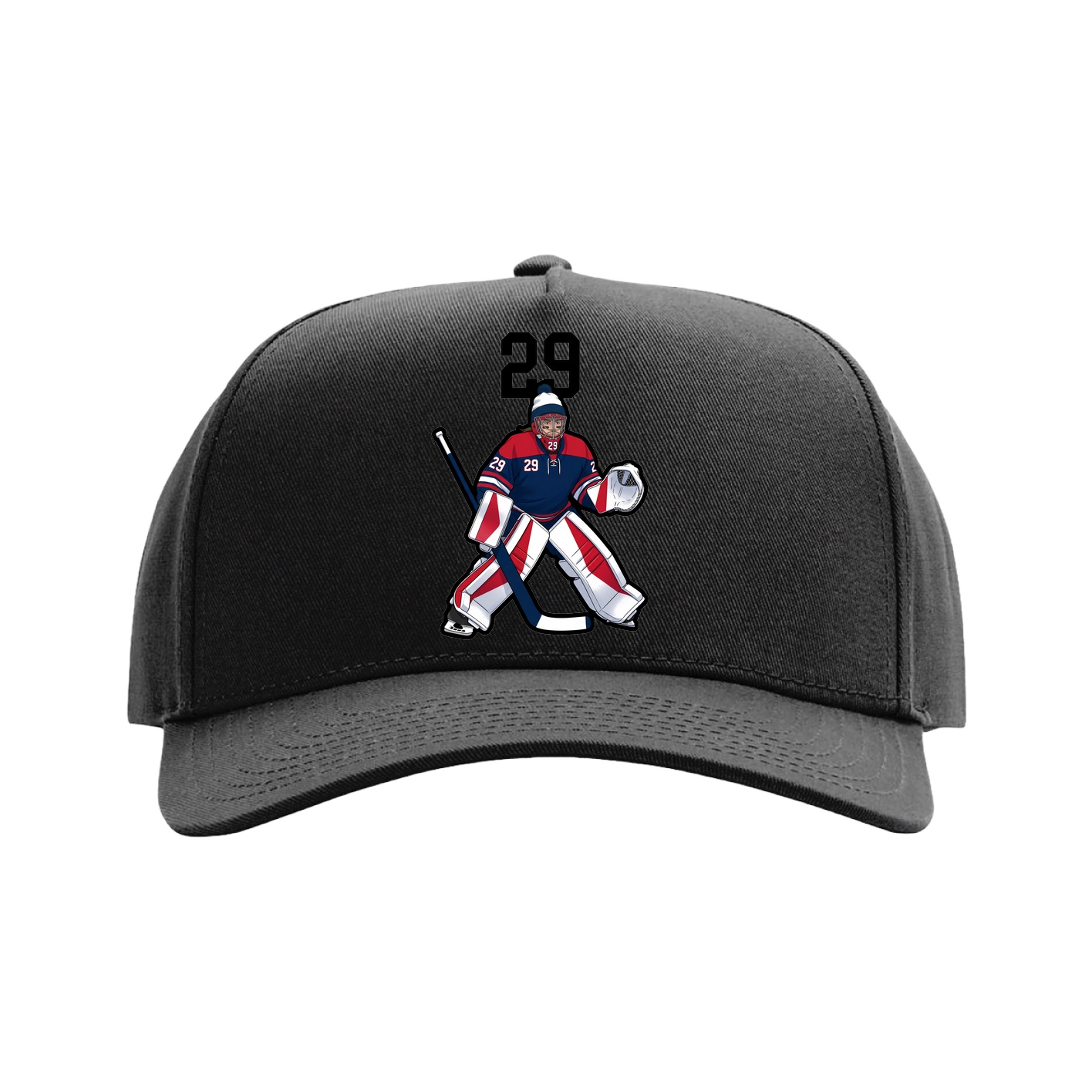 Full Fabric Five-Panel Champ Cap — Number Top in Black