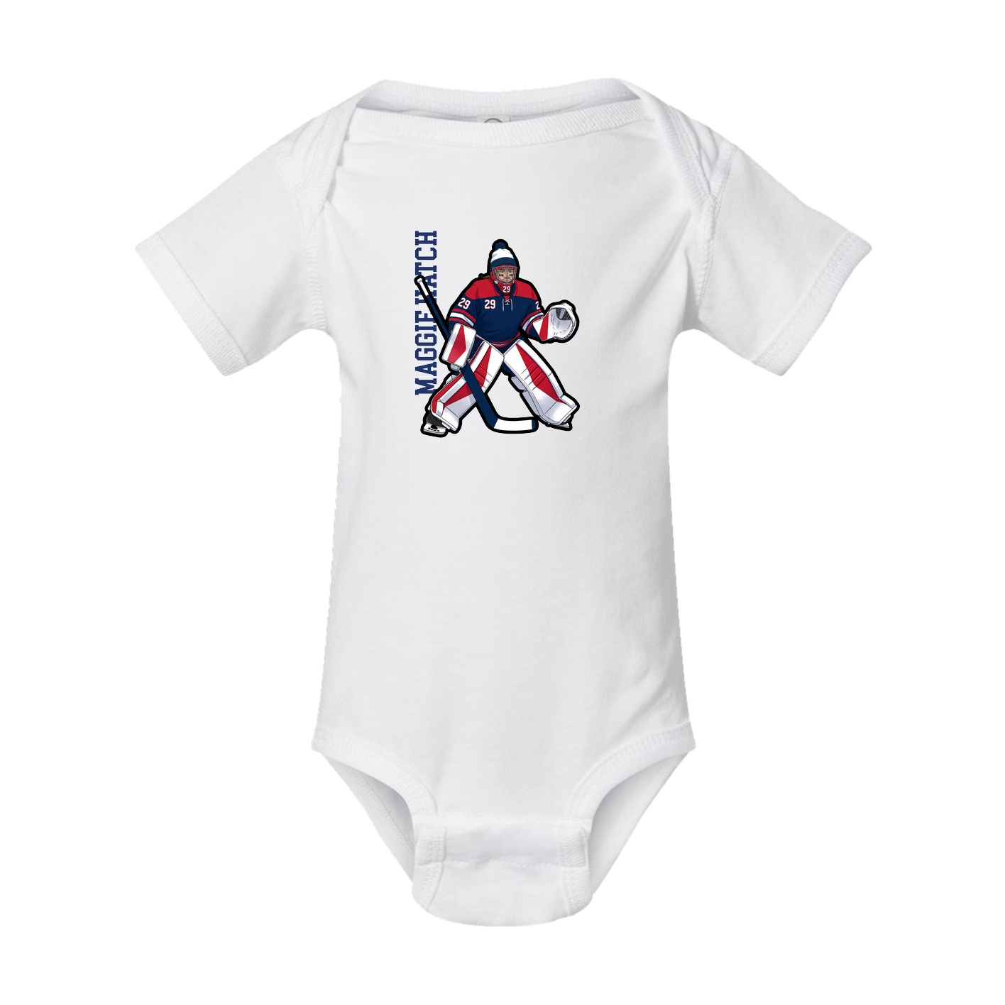 Baby Onesie — Name Vertical in White
