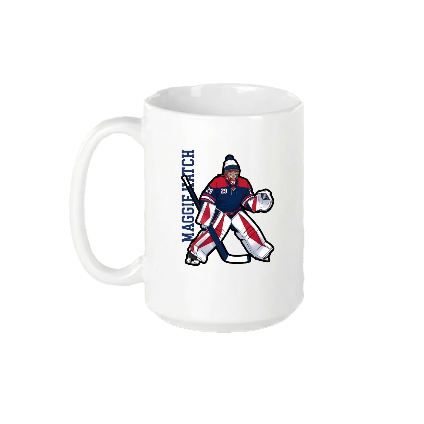 15oz Coffee Mug — Name Vertical in White
