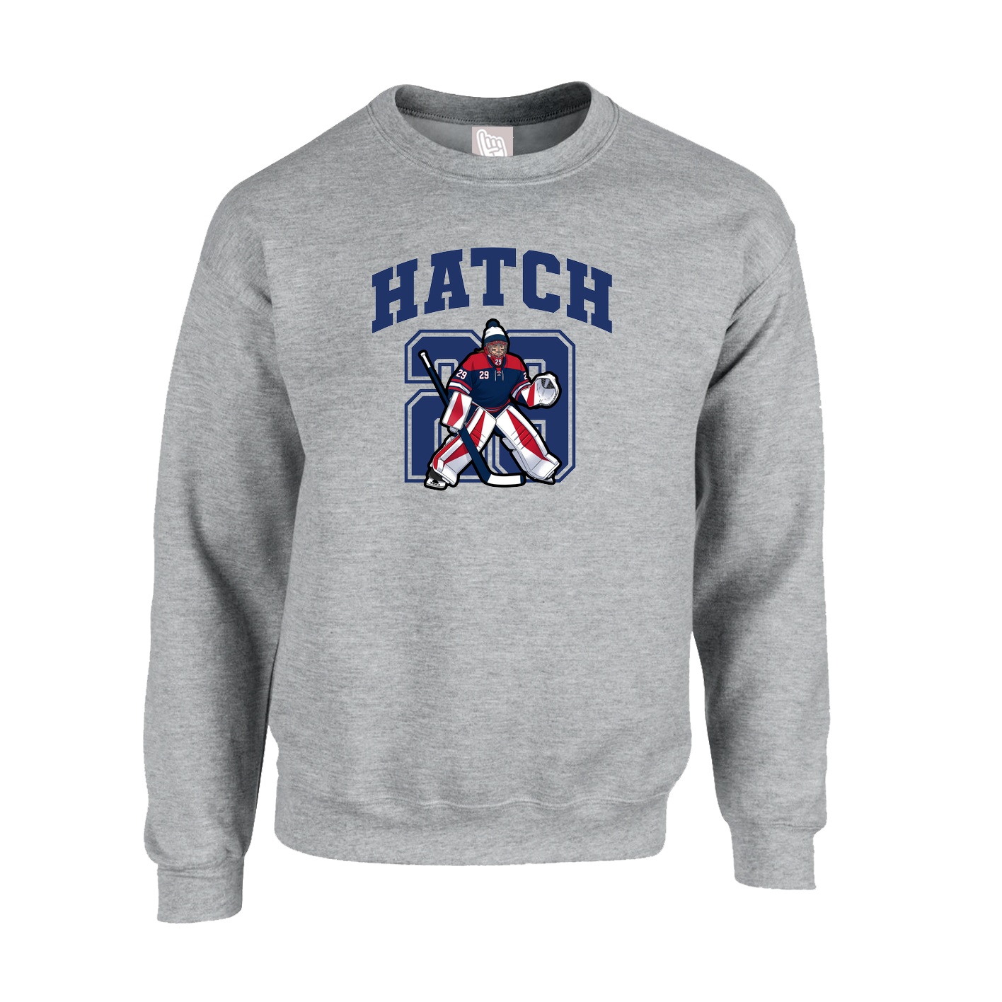 Fleece Crew — Number in Grey
