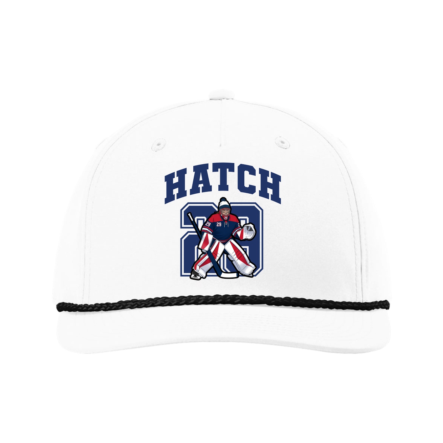 Five-Panel Classic Rope Cap — Number in White