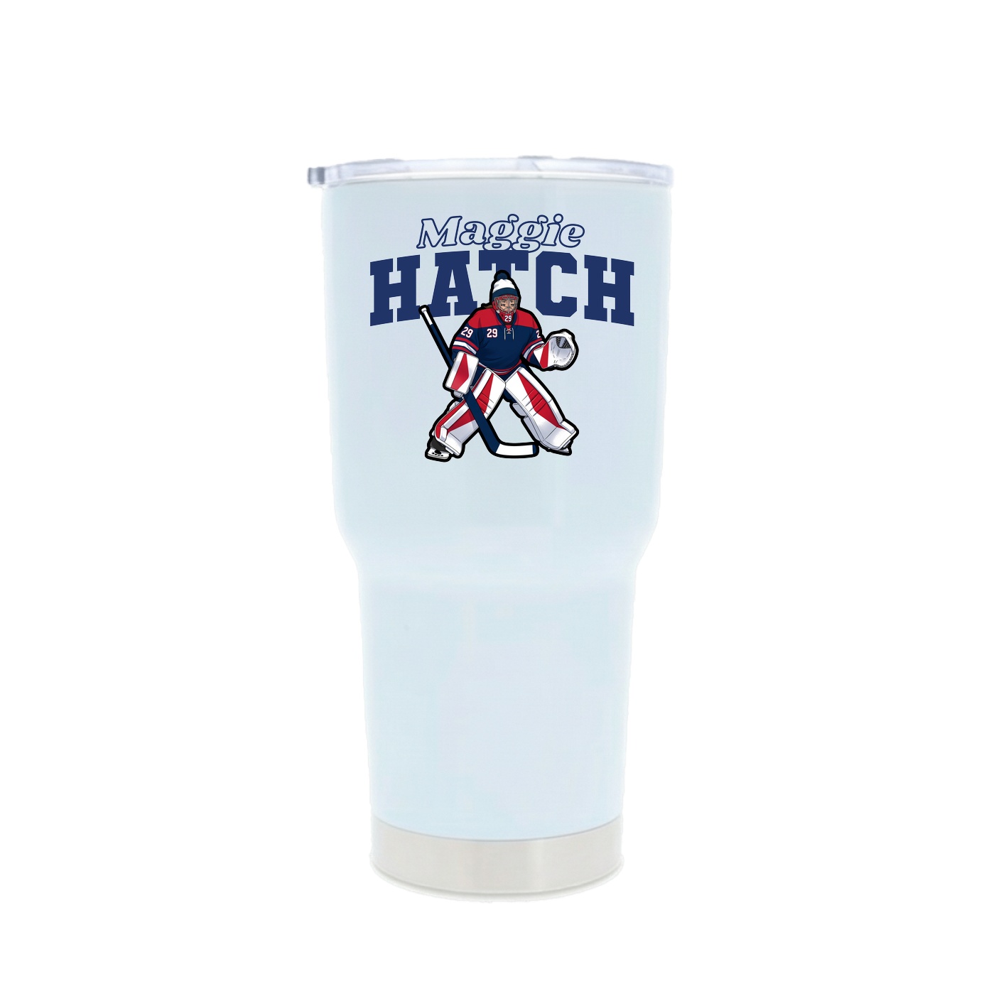 30oz Stainless Steel Tumbler — Name Arch in White