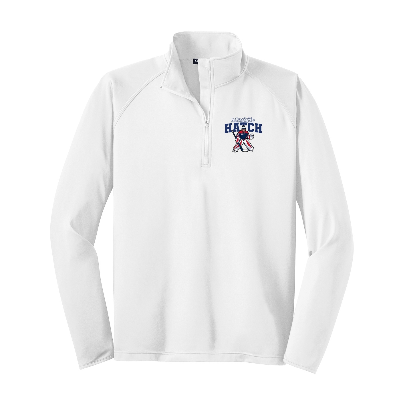 Q-Zip Pullover — Name Arch in White