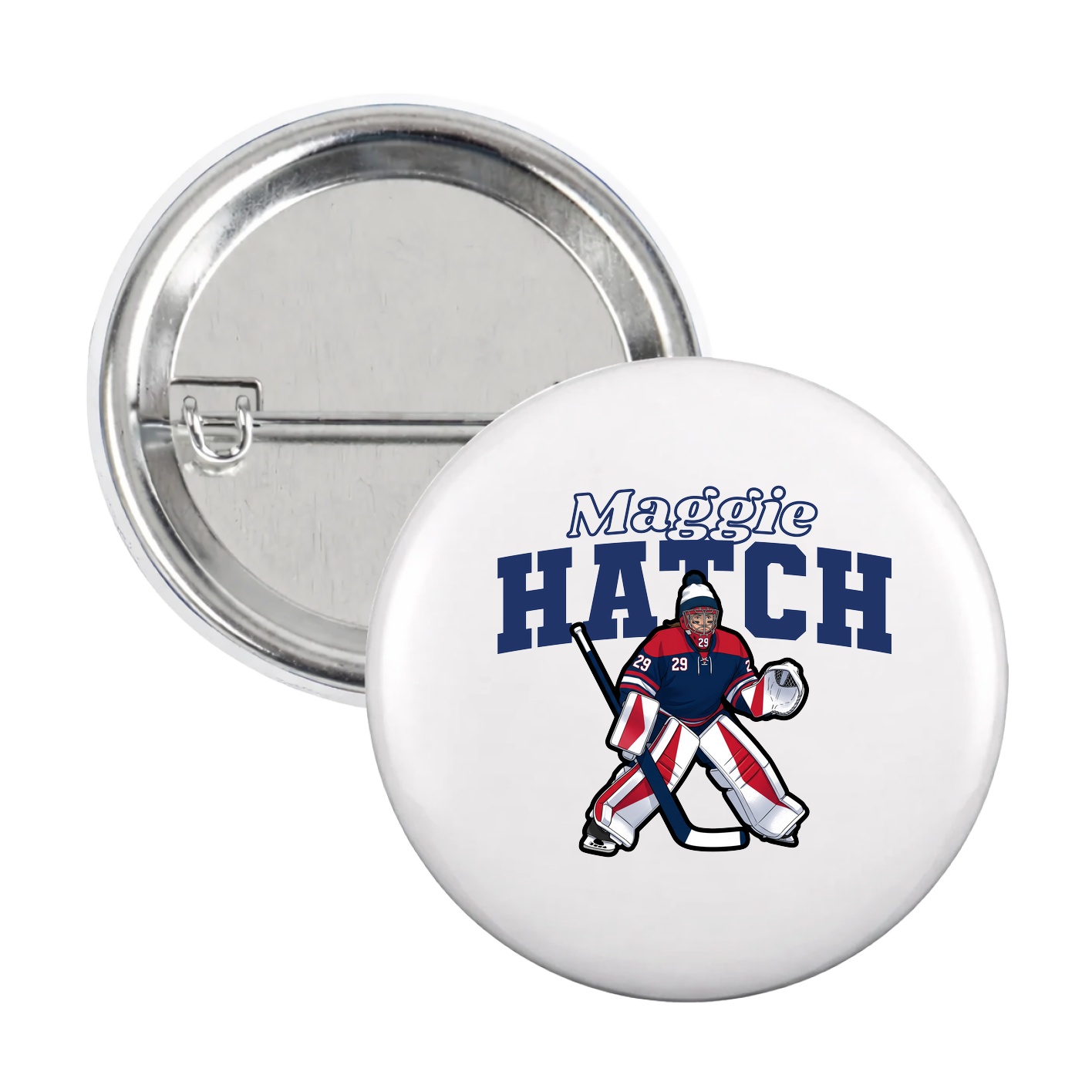Game Day Button — Name Arch in White