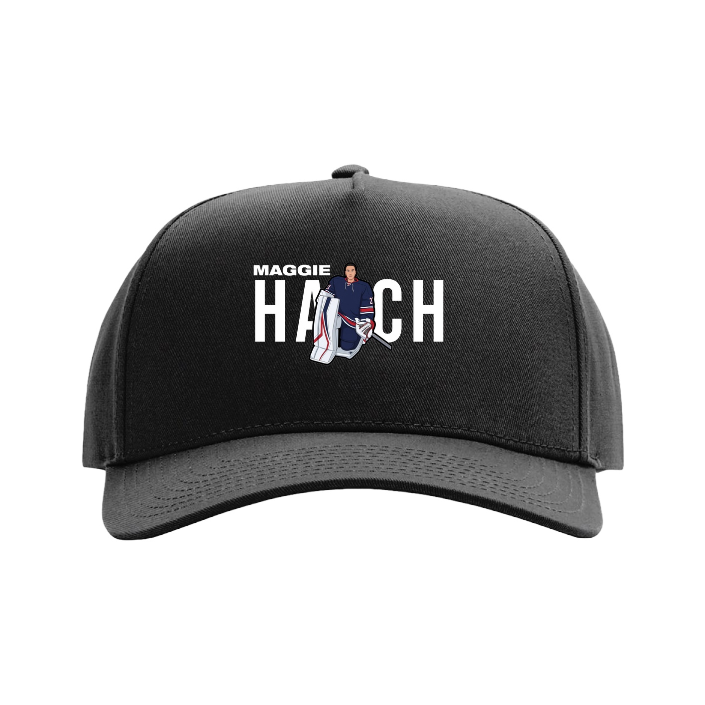 Full Fabric Five-Panel Champ Cap — Player Name in Black