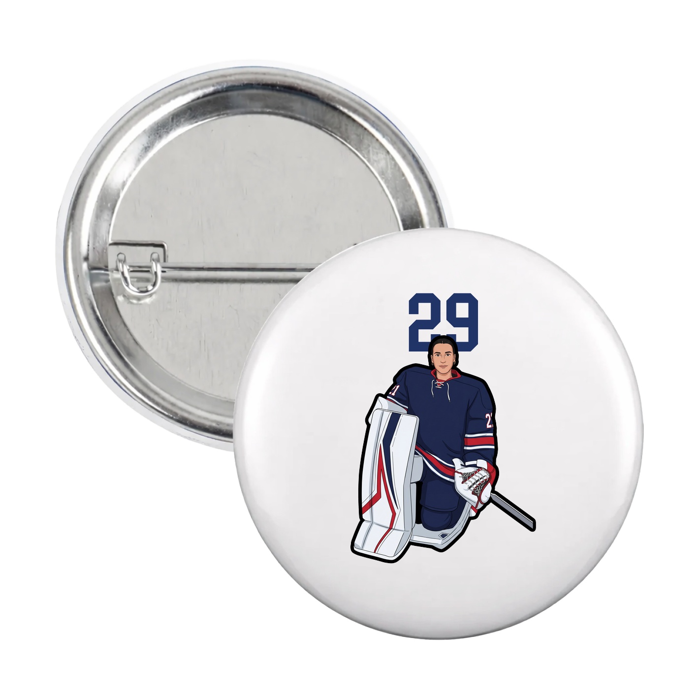 Game Day Button — Number Top in White