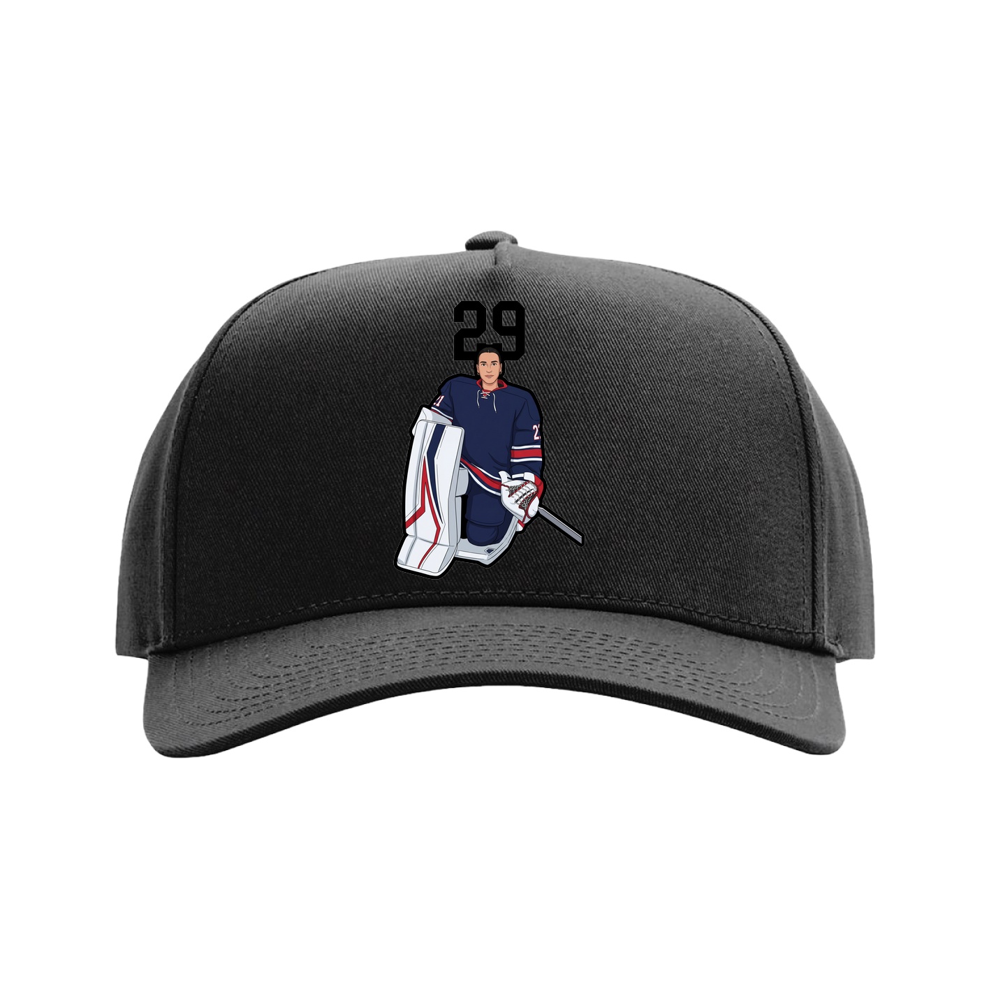 Full Fabric Five-Panel Champ Cap — Number Top in Black