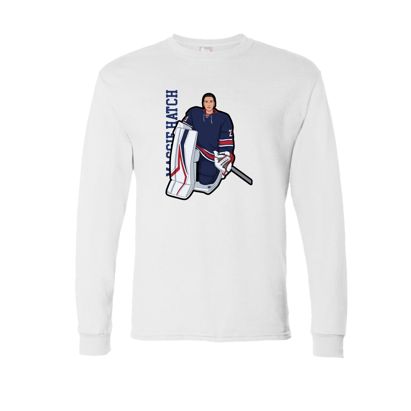 Long Sleeve Tee — Name Vertical in White