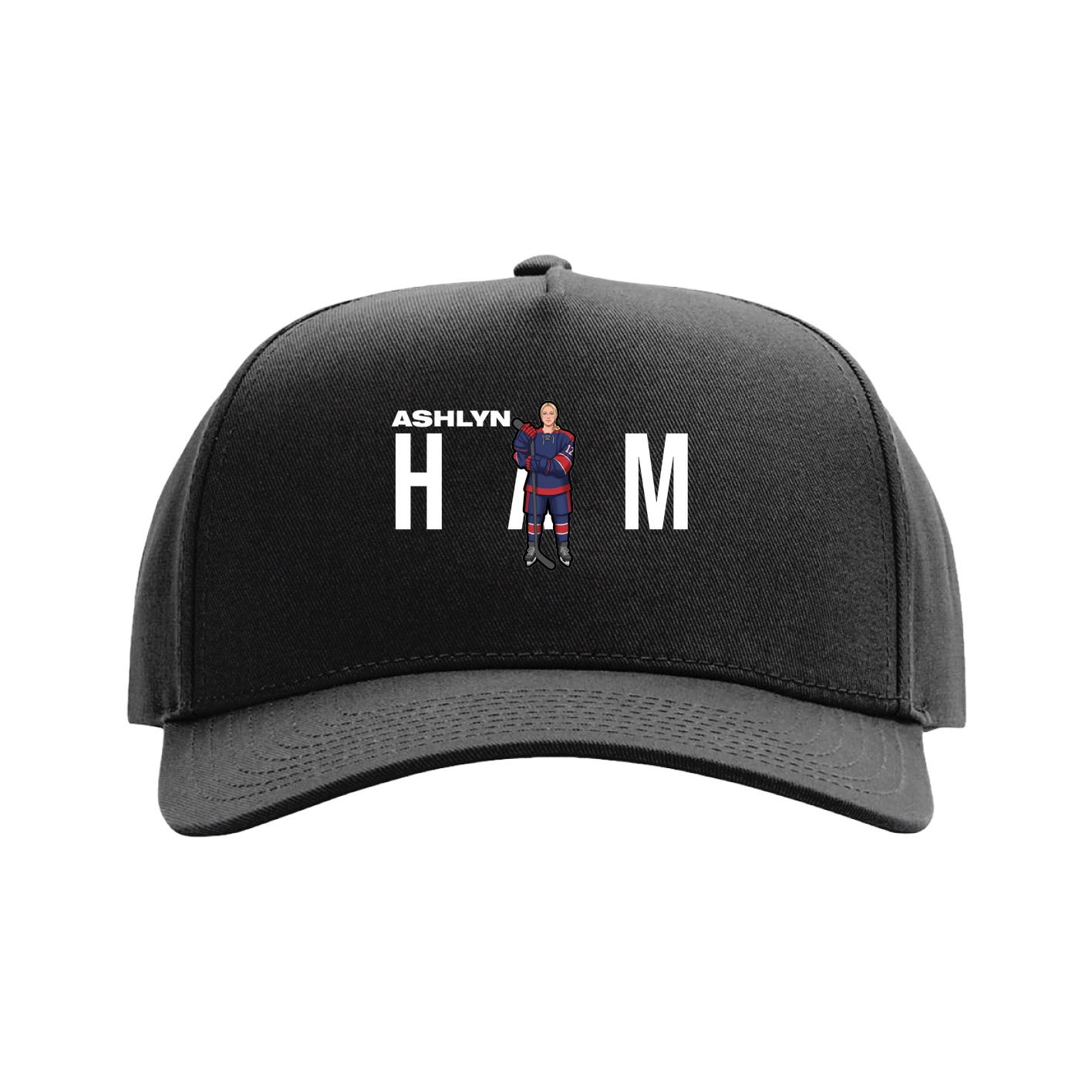 Full Fabric Five-Panel Champ Cap — Player Name in Black