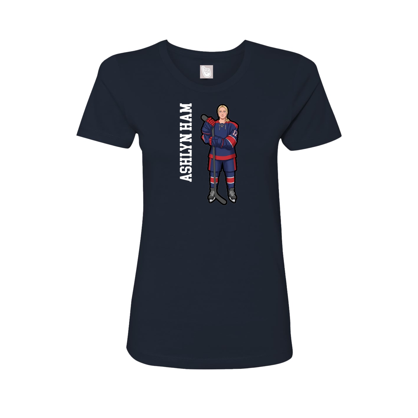 Fitted Women's Tee — Name Vertical in Navy