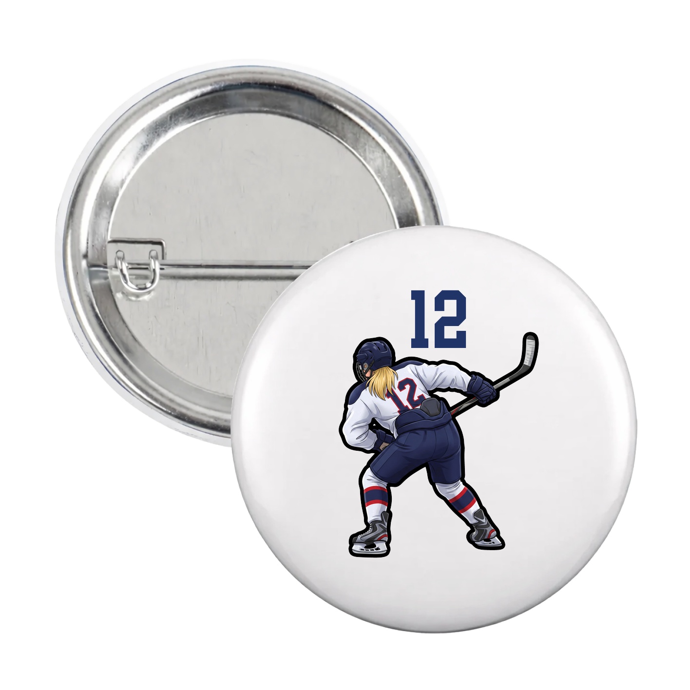 Game Day Button — Number Top in White