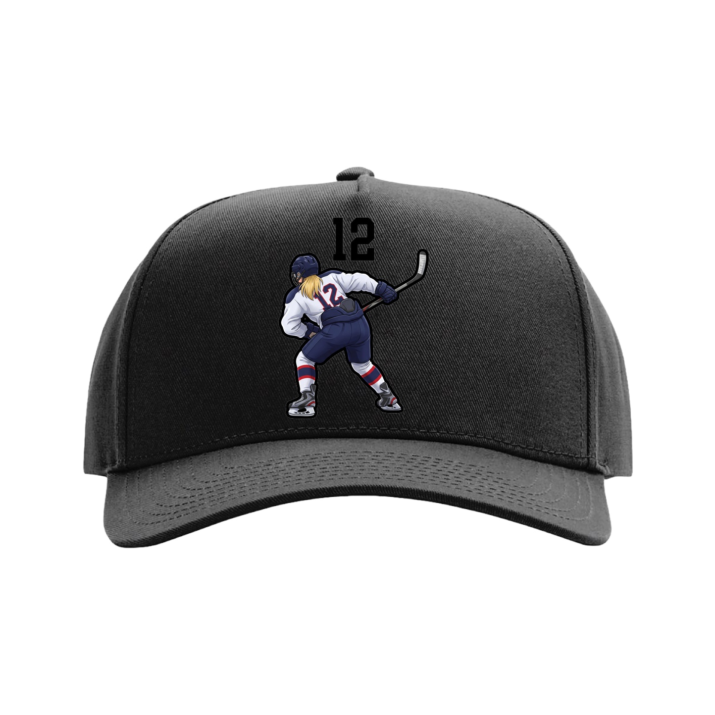 Full Fabric Five-Panel Champ Cap — Number Top in Black