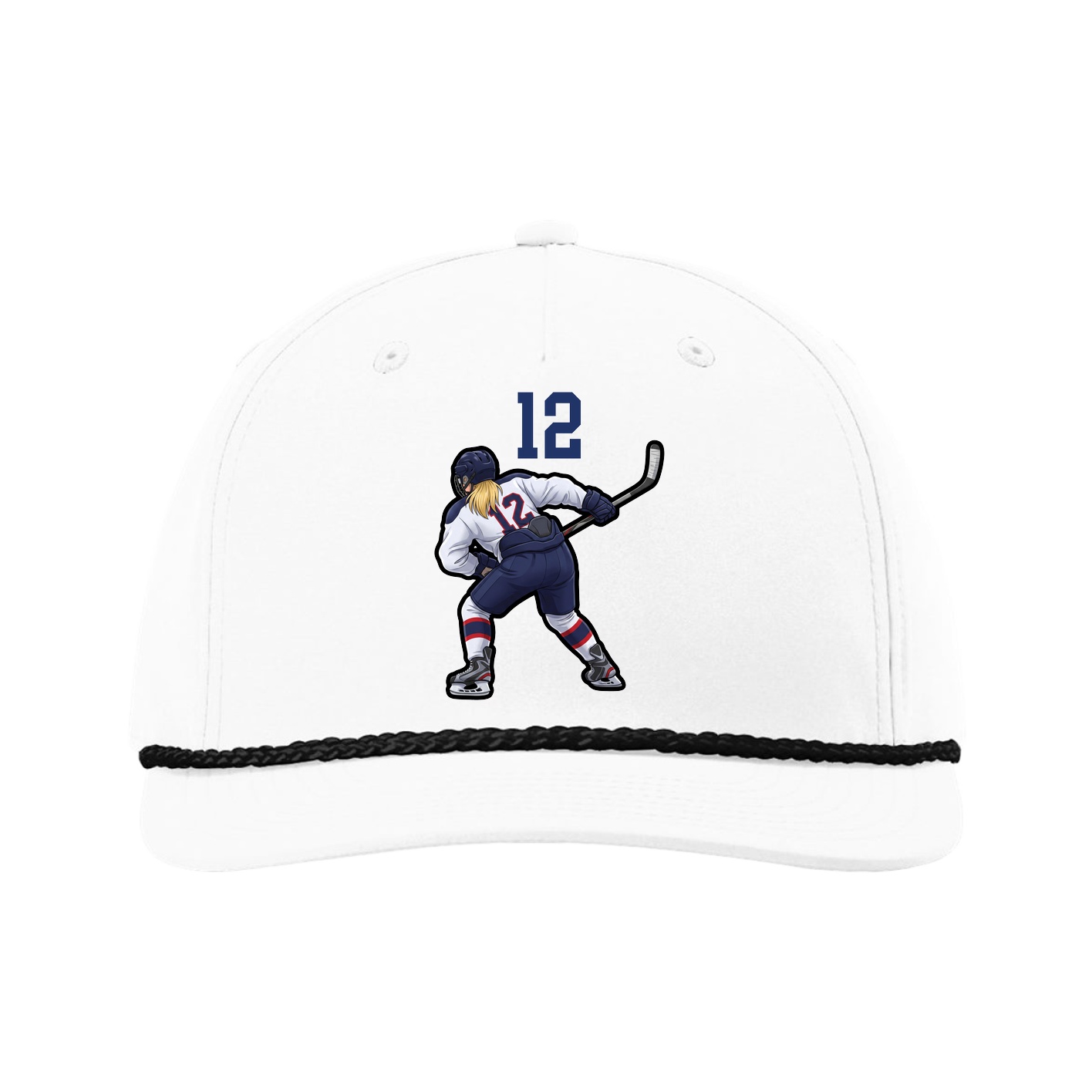 Five-Panel Classic Rope Cap — Number Top in White
