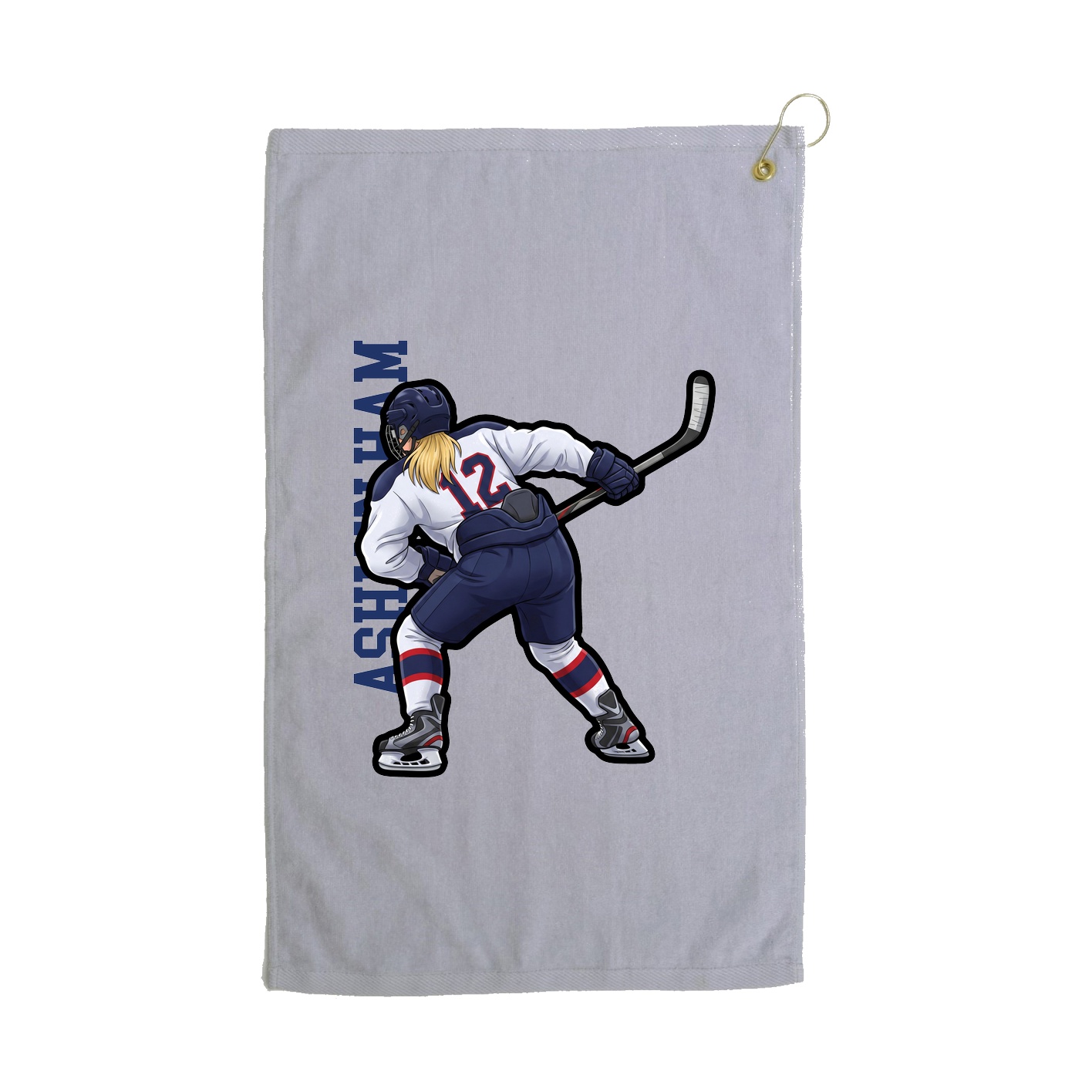 Golf Towel — Name Vertical in Grey