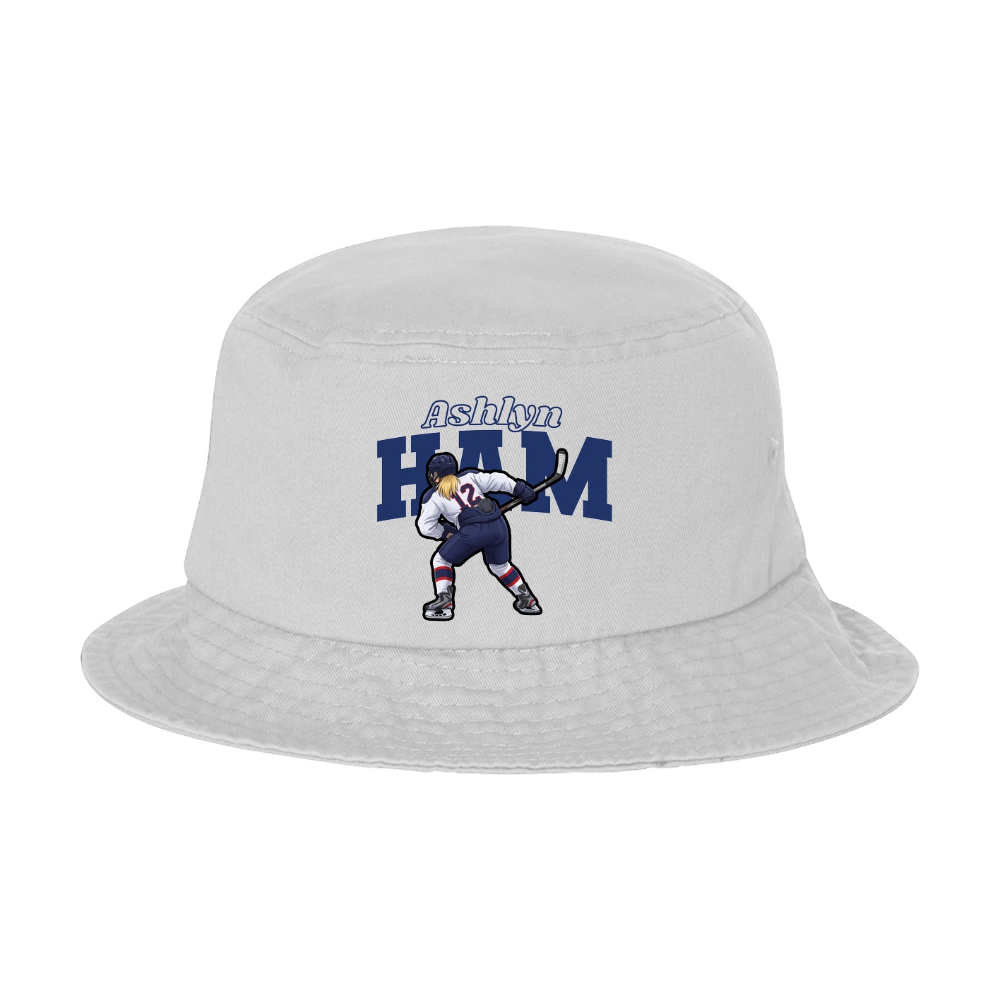 Bucket Cap — Name Arch in White