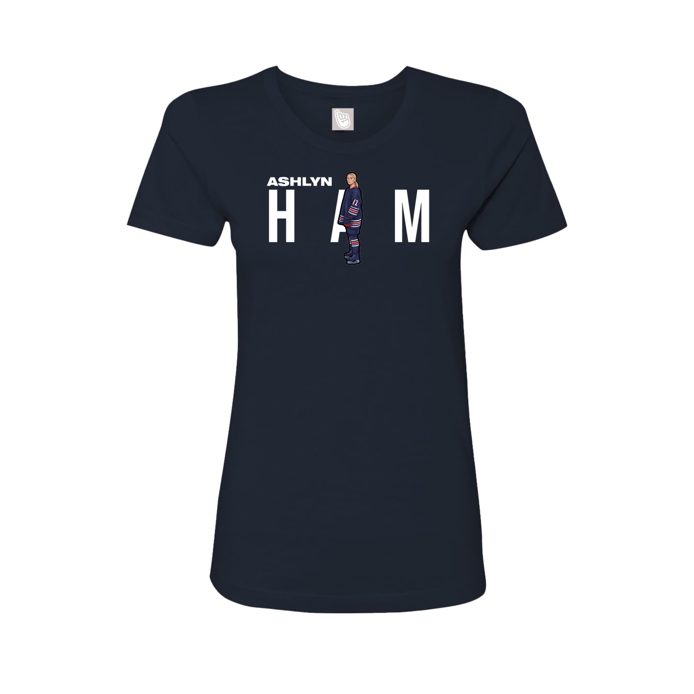 Fitted Women's Tee — Player Name in Navy
