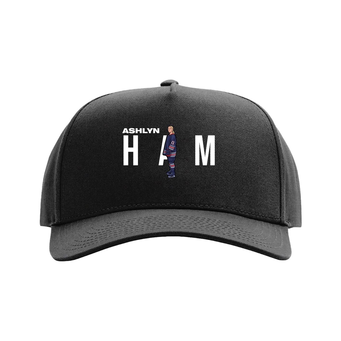 Full Fabric Five-Panel Champ Cap — Player Name in Black