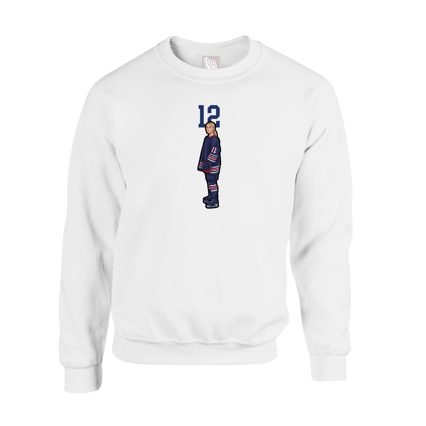 Fleece Crew — Number Top in White