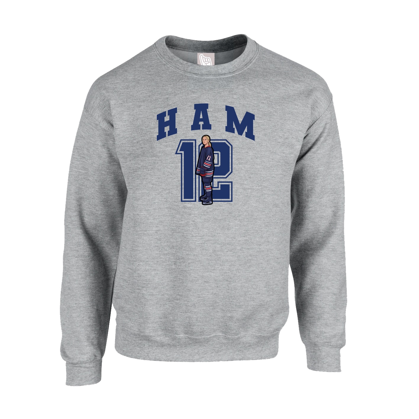 Fleece Crew — Number in Grey