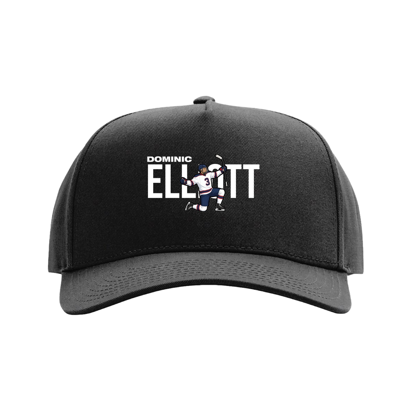 Full Fabric Five-Panel Champ Cap — Player Name in Black