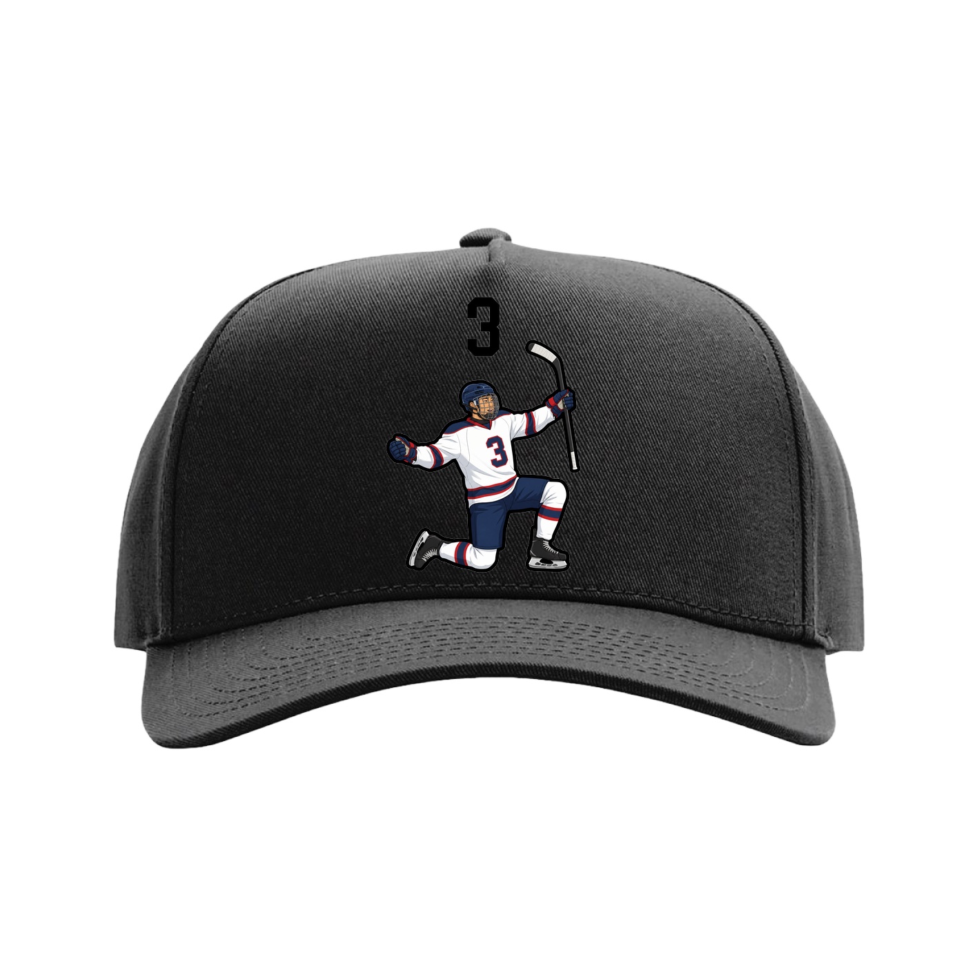 Full Fabric Five-Panel Champ Cap — Number Top in Black