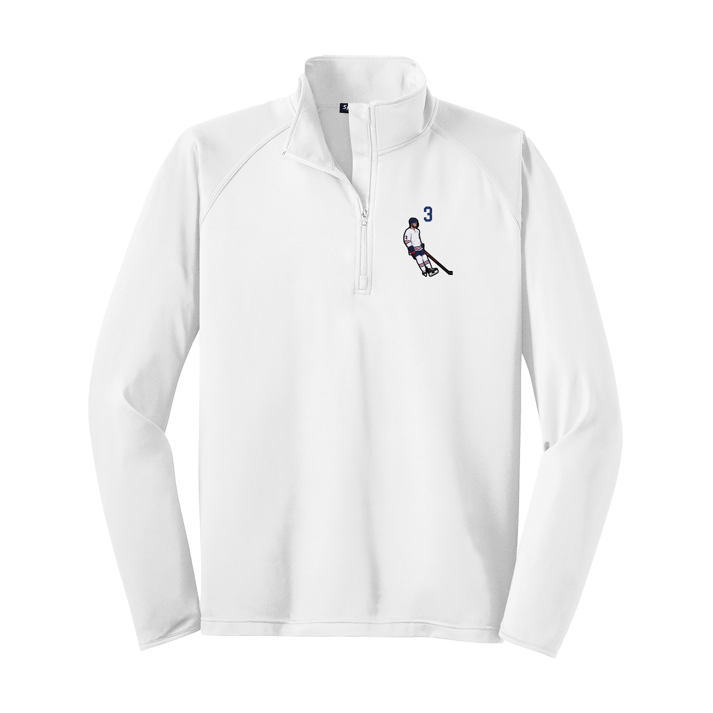 Q-Zip Pullover — Number Top in White