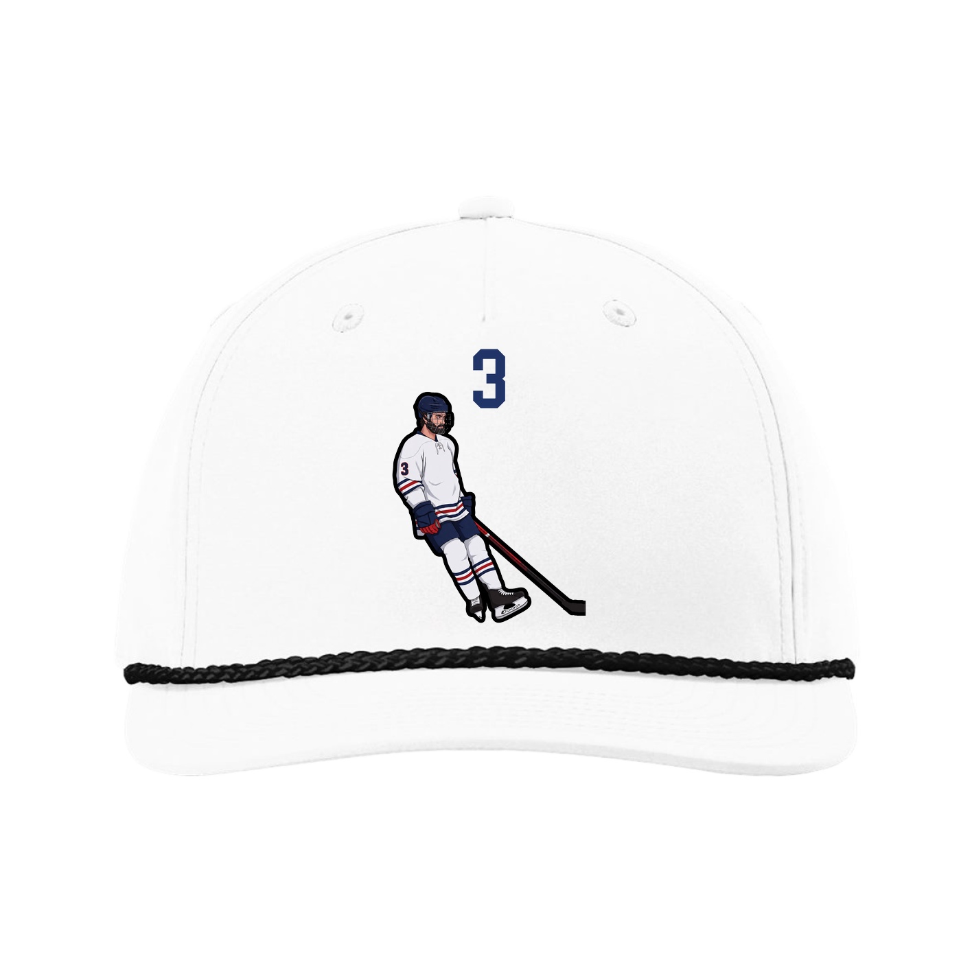 Five-Panel Classic Rope Cap — Number Top in White
