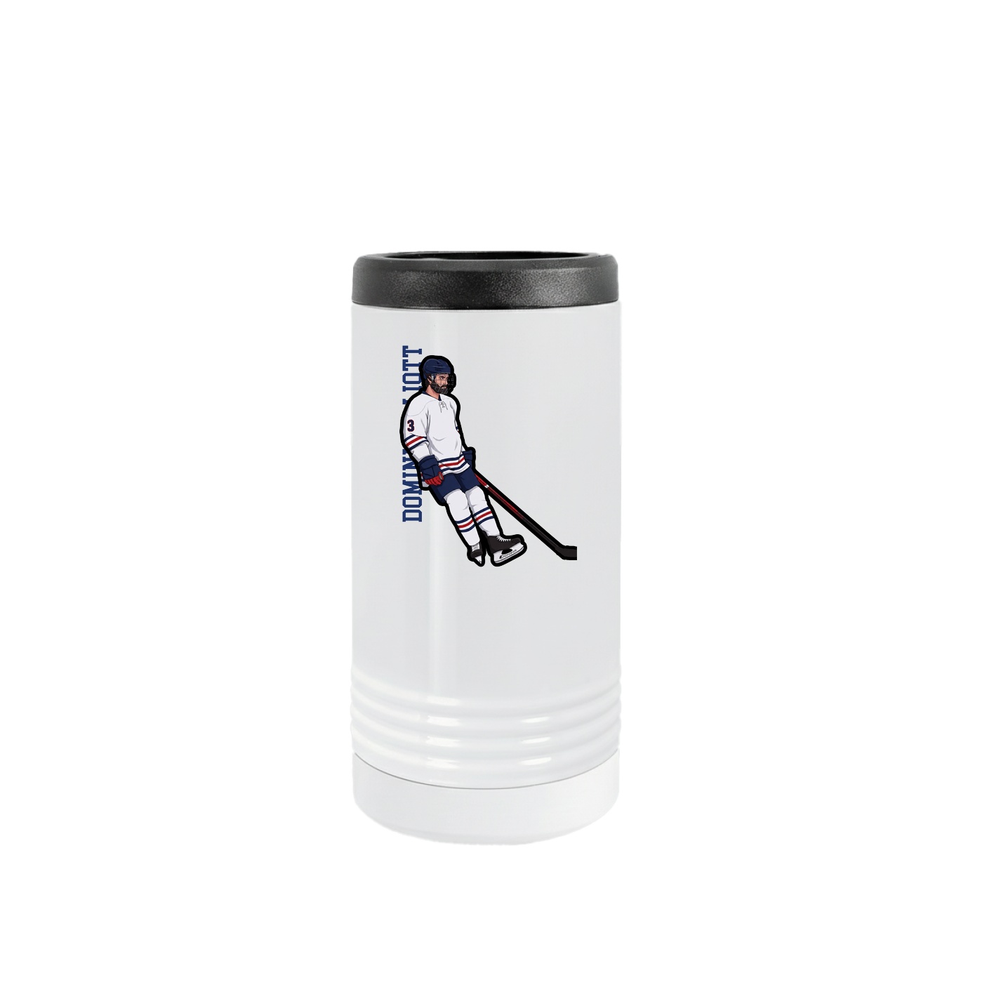 Slim Beverage Holder — Name Vertical in White