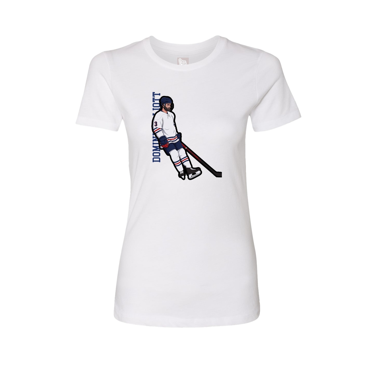 Fitted Women's Tee — Name Vertical in White