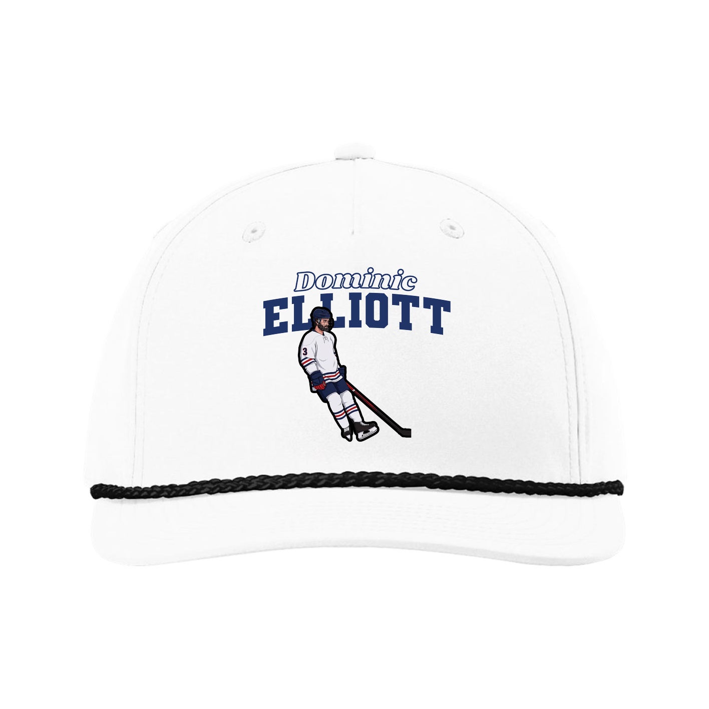 Five-Panel Classic Rope Cap — Name Arch in White