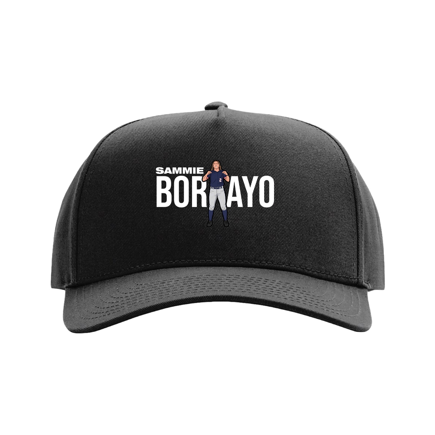 Full Fabric Five-Panel Champ Cap — Player Name in Black