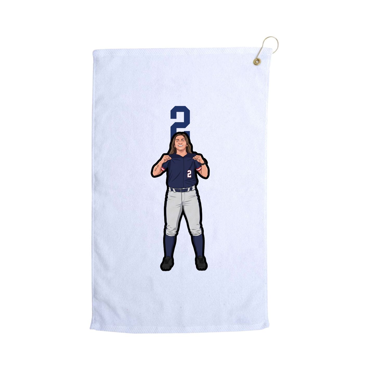 Golf Towel — Number Top in White
