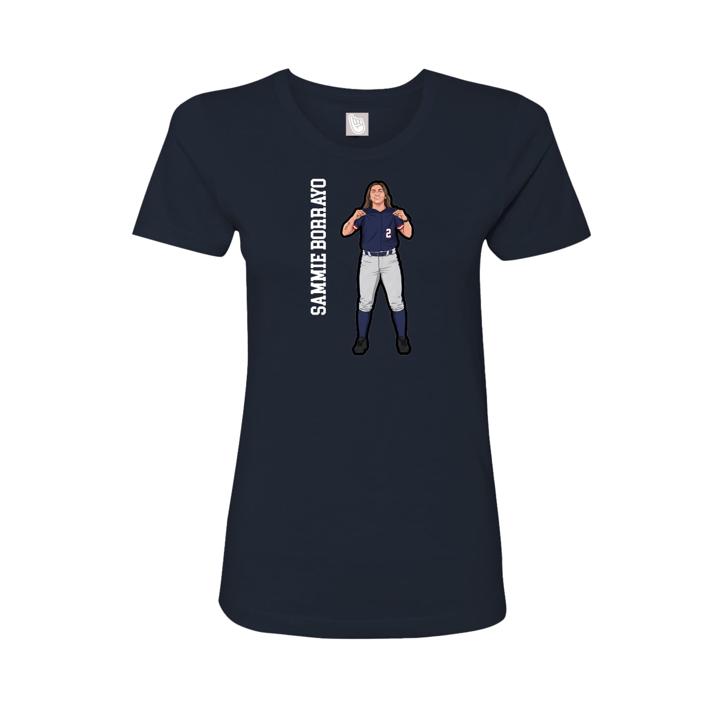 Fitted Women's Tee — Name Vertical in Navy