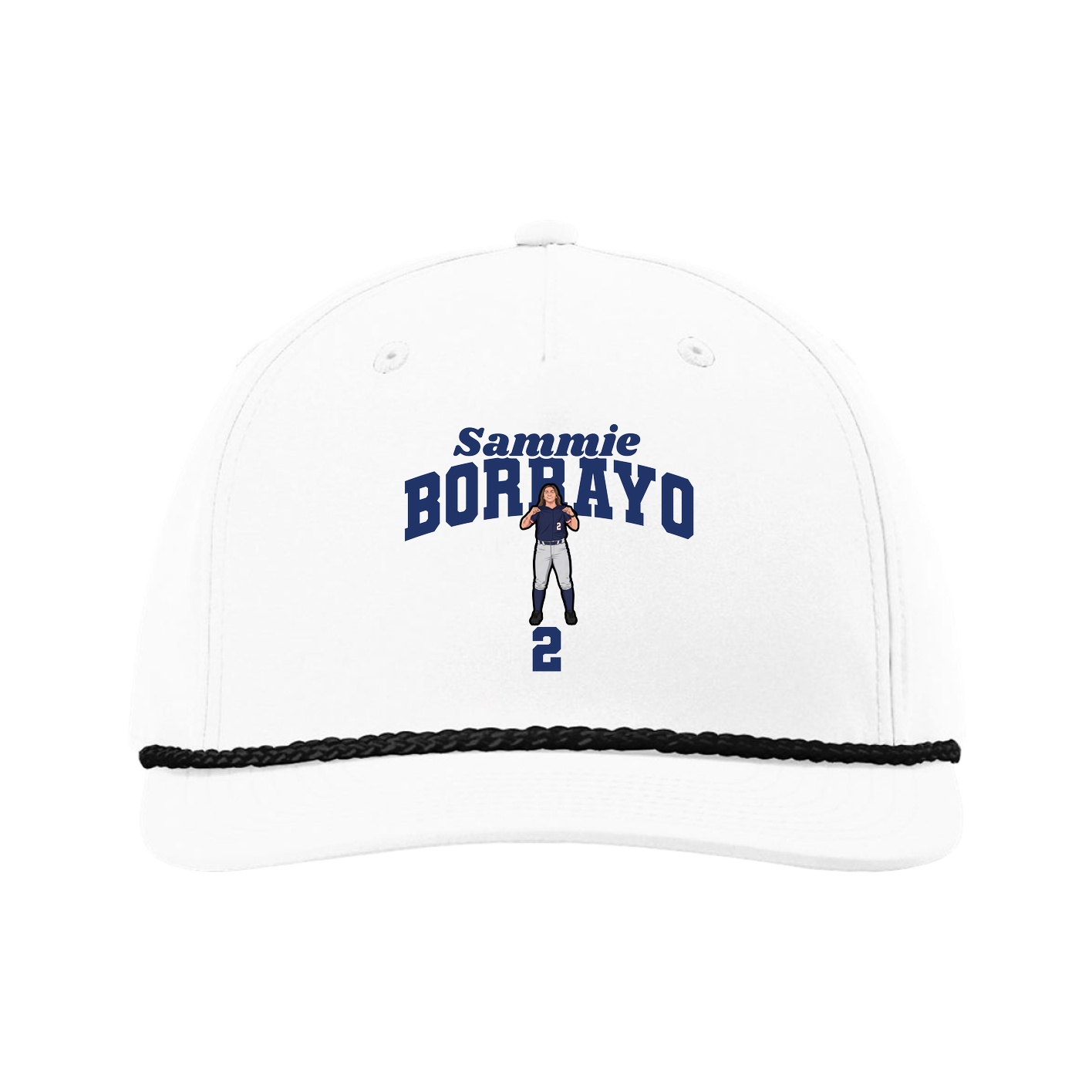 Five-Panel Classic Rope Cap — Signature Arch in White