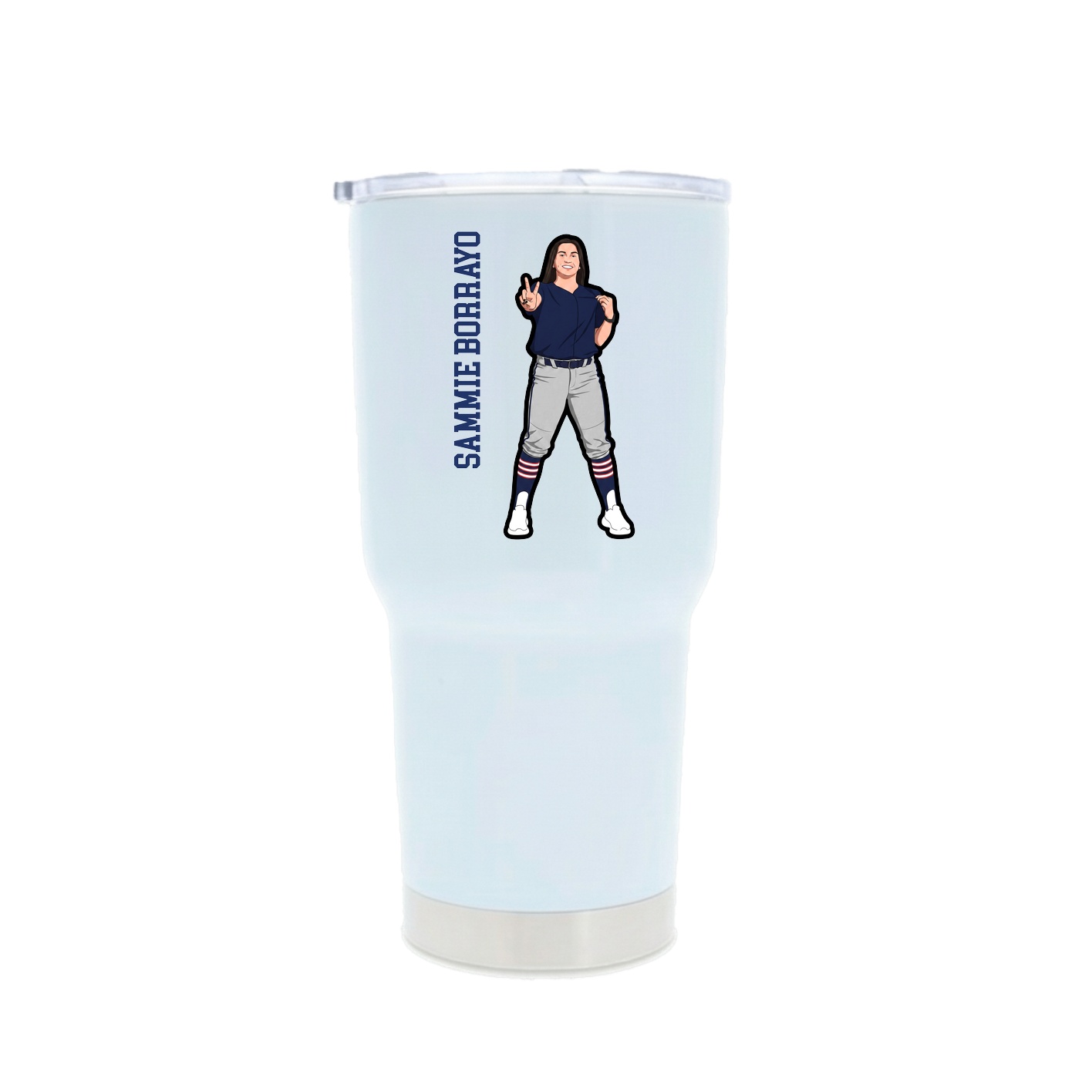 30oz Stainless Steel Tumbler — Name Vertical in White